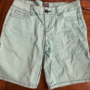 Mint green with black polka dot Bermuda shorts